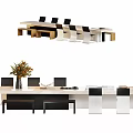 Modern desk large board table and chair combination 3d model