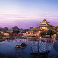 Chinese ancient architecture Han and Tang ancient architecture business 3d model