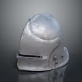 Medieval Knight Helmet Featuring Shiny Silver Metallic Finish and Decorative Side Protrusions