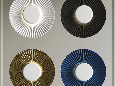 Modern Decorative Wall Lamps With White Black Gold Blue Radial Circular Design 3d model