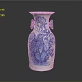 Exquisite Blue and White Vase with Intricate Sculpted Floral Patterns and Double Handles