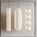 Modern Cream White Pendant Lights With Three Textured Geometric Shapes Design