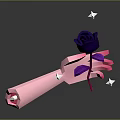 Man Holding Purple Rose With Pink Base And White Stars On Grey Background