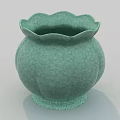 Green Ceramic Cup With Petal Shaped Edge And Textured Surface Design 3d model