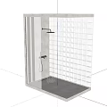 Modern Shower Room With Glass Partition Tile Wall And Rain Shower Head