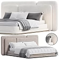 Modern Upholstered Double Bed With White Sheets Gray Pillows And Soft Blanket Design