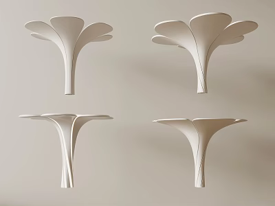 Elegant White Petal Shaped Modern Wall Decor Sculptures For Home 3d model