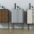 Modern Entryway Console Cabinets With Decorative Patterns Metal Legs And Top Ornaments