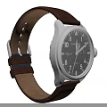 Gray Dial Aviator Watch with Brown Leather Strap and Numeral Display Classic Timepiece