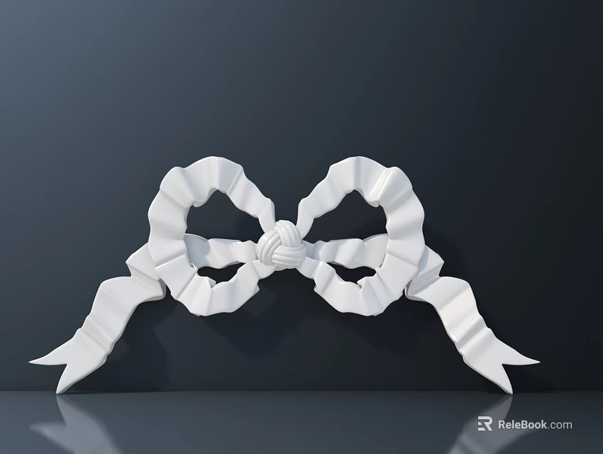 Elegant White Carved Bow Decorative Ornament With Sculptural Design And Smooth Finish 3d model 