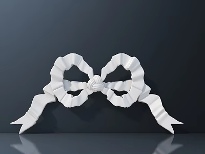 Elegant White Carved Bow Decorative Ornament With Sculptural Design And Smooth Finish 3d model