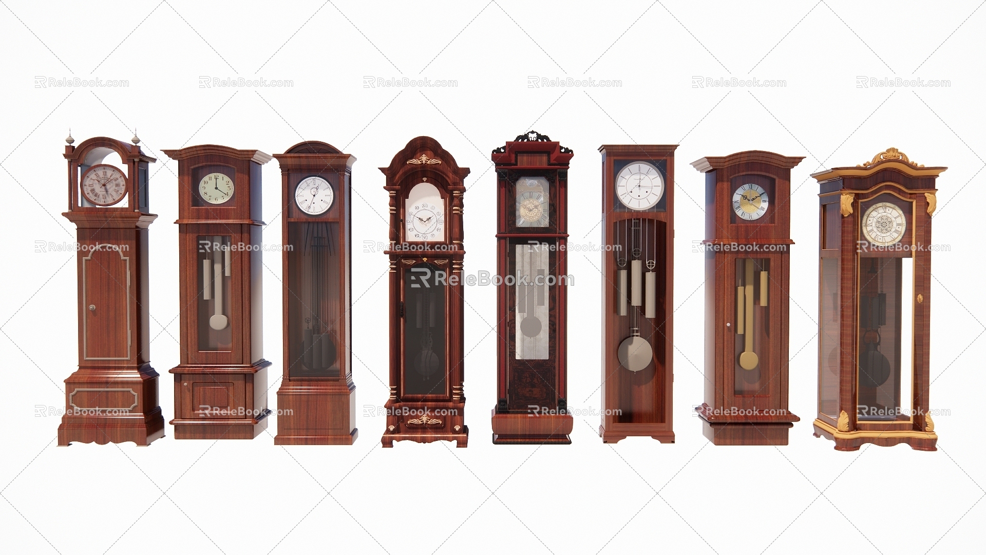 European Classical Floor Clock Vertical Pendulum Clock 3d model