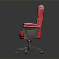 Ergonomic Red Leather Office Chair With Swivel Wheels And Comfortable Armrests