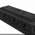 Ancient Scenario Featuring Ornate Carved Casket With Skull Patterns And Decorative Details