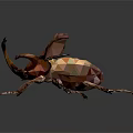 Low Poly Bee with Brown and Gold Color Transparent Wings on Dark Background