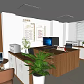 Public Office Space With Open Layout Desks Computers Green Plants And Windows 3d model