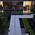 Modern Garden Landscape With Stone Steps Green Plants And Water Features