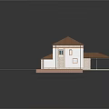 Two Story Detached Villa With White Exterior Walls Orange Trim Red Roof And Porch