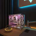 High Performance Gaming PC with Transparent Case RGB Lighting Internal Fans Neon Setup 3d model