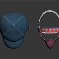 Stylish Blue Cap With Yellow Lightning Symbol And Pink Decorative Mask