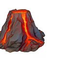 Rockery Stones Model With Erupting Flame And Flowing Lava Texture