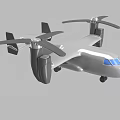 Detailed Gray 3D Rotor Aircraft with Streamlined Body and Cockpit Windows