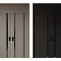 Modern Double Doors in Light Grey and Dark Black with Sleek Minimalist Design