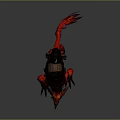 Fantasy Rider With Red Mythical Creature Featuring Saddle And Feathered Design