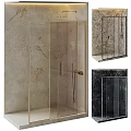 Sleek Shower Head In Glass Enclosure With Marble Wall And Gold Black Frames