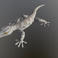 3D Gecko Game Movie Character With White Gray Pattern And Yellow Eyes