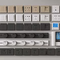 Various Colored Switch Panels With Sockets And Smart Display For Home Interior