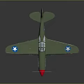 Green Airplane Model With Propeller And Stars On Wings Cockpit Windows