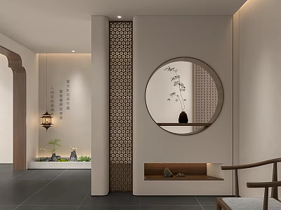 Modern New Chinese Style Entrance Ornaments Plant Landscape 3d model