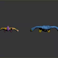 3D Animated Character Models With Purple Hair Girl And Blue Long Limb Monster