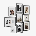Stylish Photo Wall With Mixed Black White Frames And Diverse People Landscape