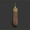 Decorative Brown Ribbed Bottle With Golden Top And Vertical Stripes Design