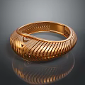 Elegant Gold Ring With Intricate Patterned Design And Shiny Metallic Finish 3d model