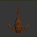 Trilobite With Reddish Brown Color Segmented Body Multiple Appendages And Long Tail Spine