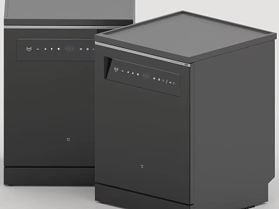 Two Black Modern Kitchen Appliances With Sleek Design And Control Panel 3d model