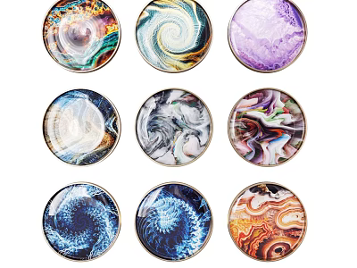 Vibrant Artistic Abstract Swirl Patterns Round Wall Decorations for Home Interior 3d model