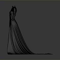 Stylish Black Dress With High Neck Long Sleeves And Flowing Skirt Design
