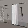 Bathroom Shower Curtains With Patterned And White Styles And Black Wall Mounted Fixtures