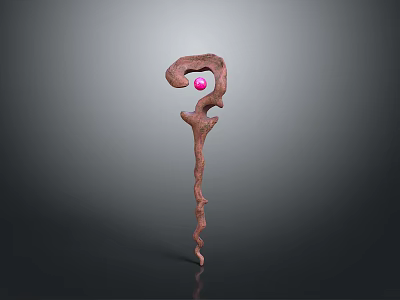 Ornamental Curved Wooden Structure With Pink Sphere Decorative Element 3d model