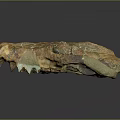 Natural Stone and Wood Carved Skull Sculpture with Intricate Cracked Texture