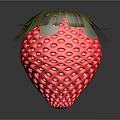 Red Strawberry With Green Leaves And Glossy Textured Surface On Dark Background