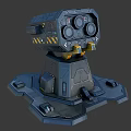 Cartoon Scene With Futuristic Blue Gray Tech Console Yellow Details Dashboard And Base Buttons