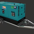 Blue Mobile Functional Generator Vehicle with Trailer Hitch and Dual Wheels 3d model
