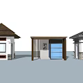Different Small Architectural Designs Featuring Various Rooftop Styles And Color Details 3d model