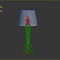 Traditional Wooden Floor Lamp With Carved Pole And White Fabric Lampshade