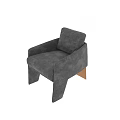 Modern Gray Single Sofa With Plush Velvet Upholstery And Wooden Legs Armrests